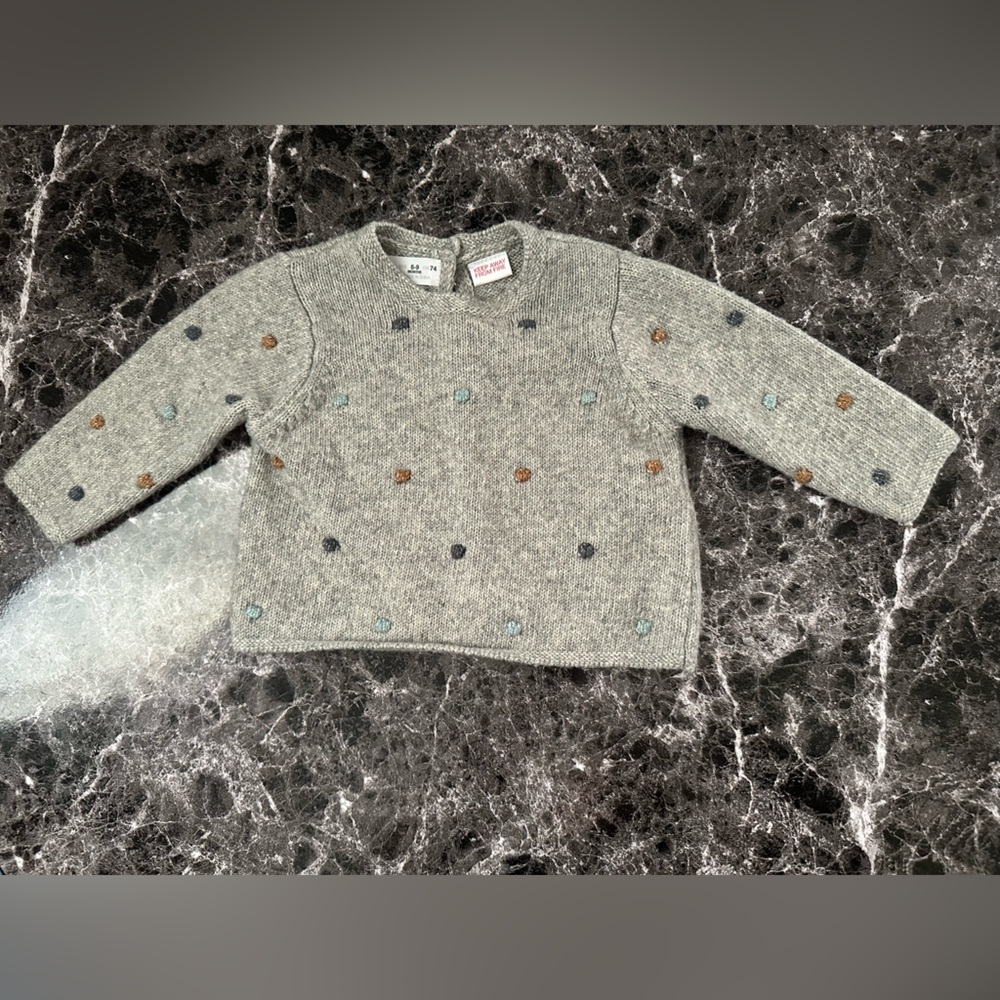Zara Gray Polka Dot Sweater 6-9M